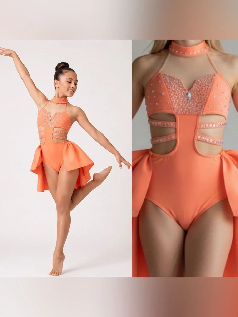 Reverence competition custom solo dance costume coral dress jazz lyrical SC chil